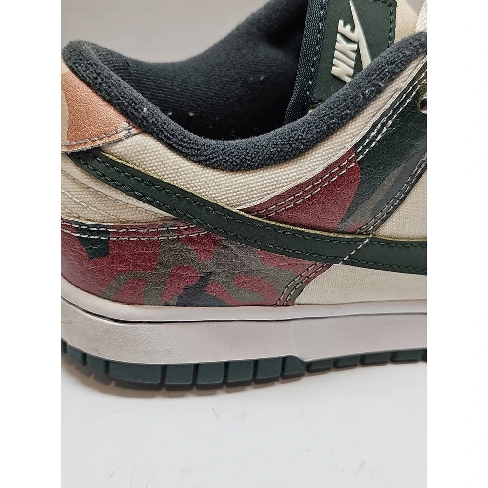 Nike Dunk SE Sail Multi-Camo Low Top Leather Sneakers DH0957-100 Sz 7.5